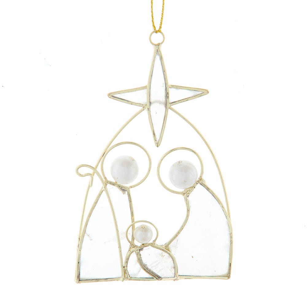 Capiz Nativity Ornament - 4.25"