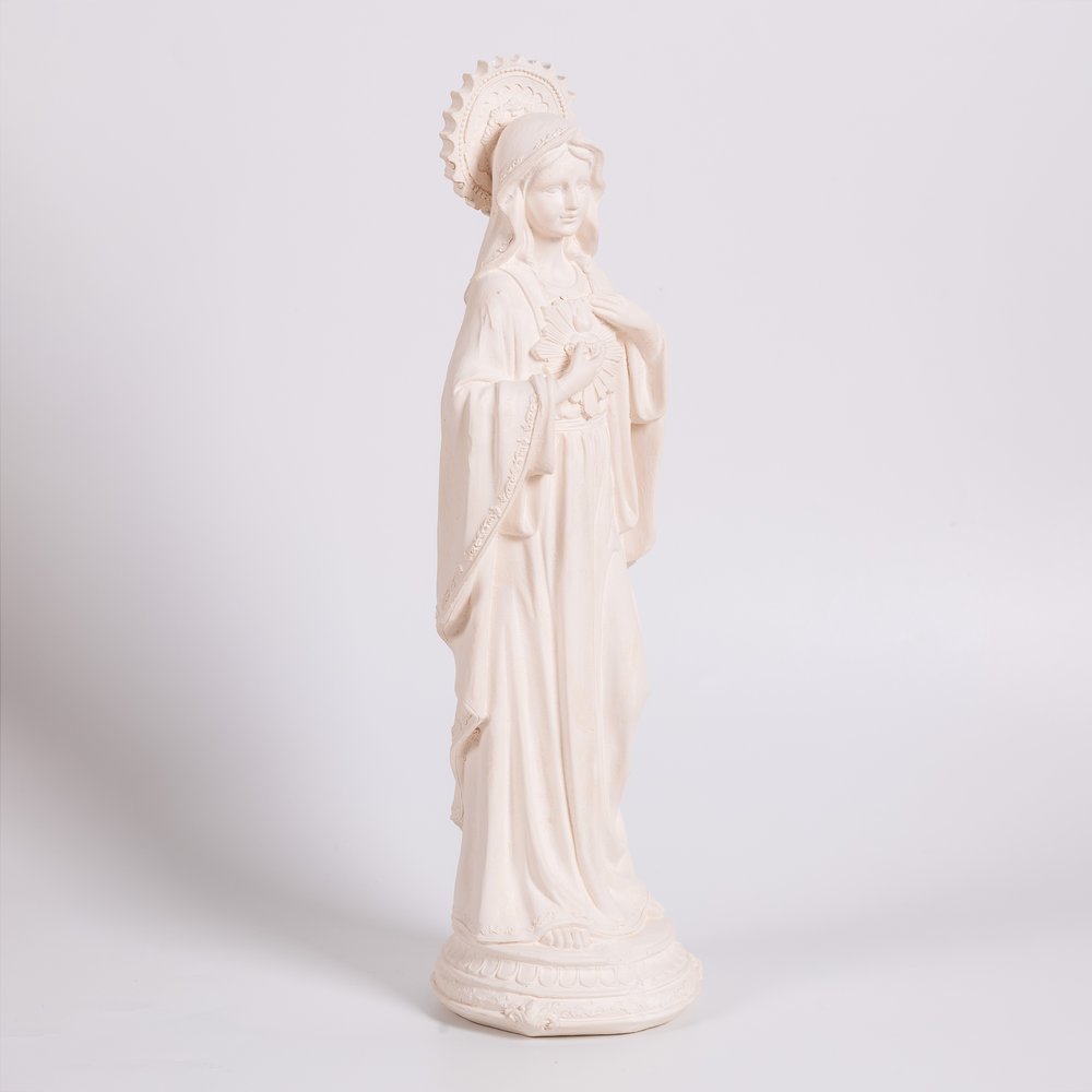 White Immaculate Heart Statue with Halo - 16"