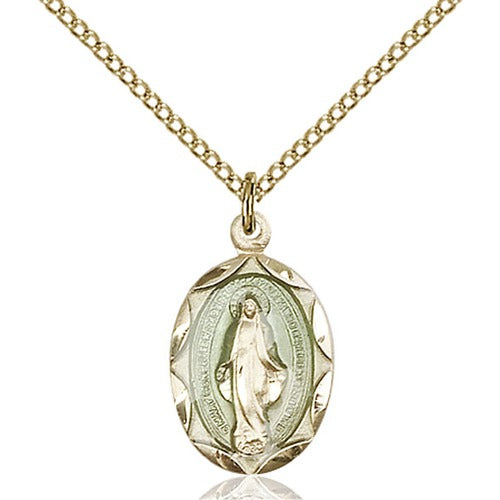 14kt Gold Filled Miraculous Pendant 3/4 X 3/8"