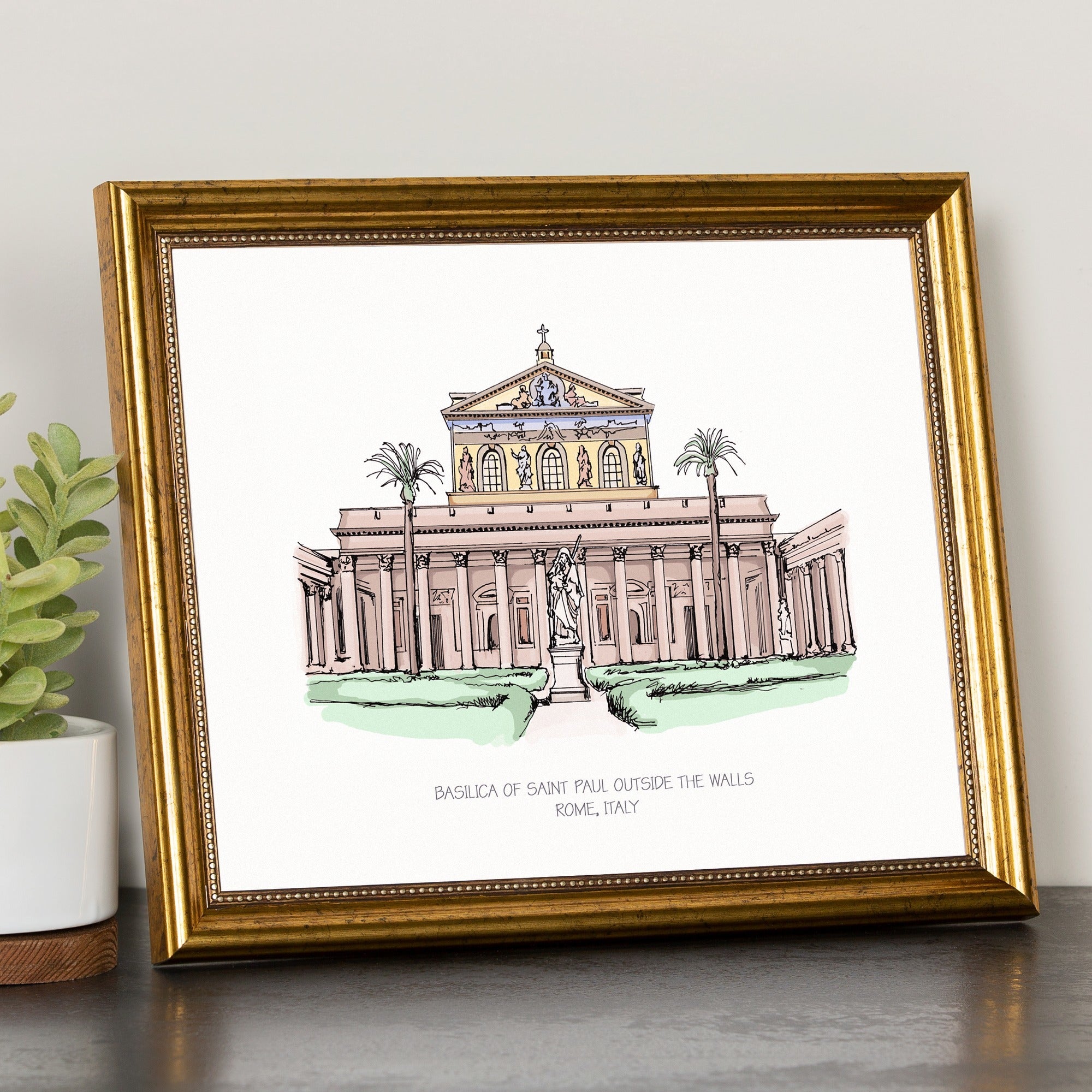 Gold Framed St Paul Basilica Art Print - 8x10"
