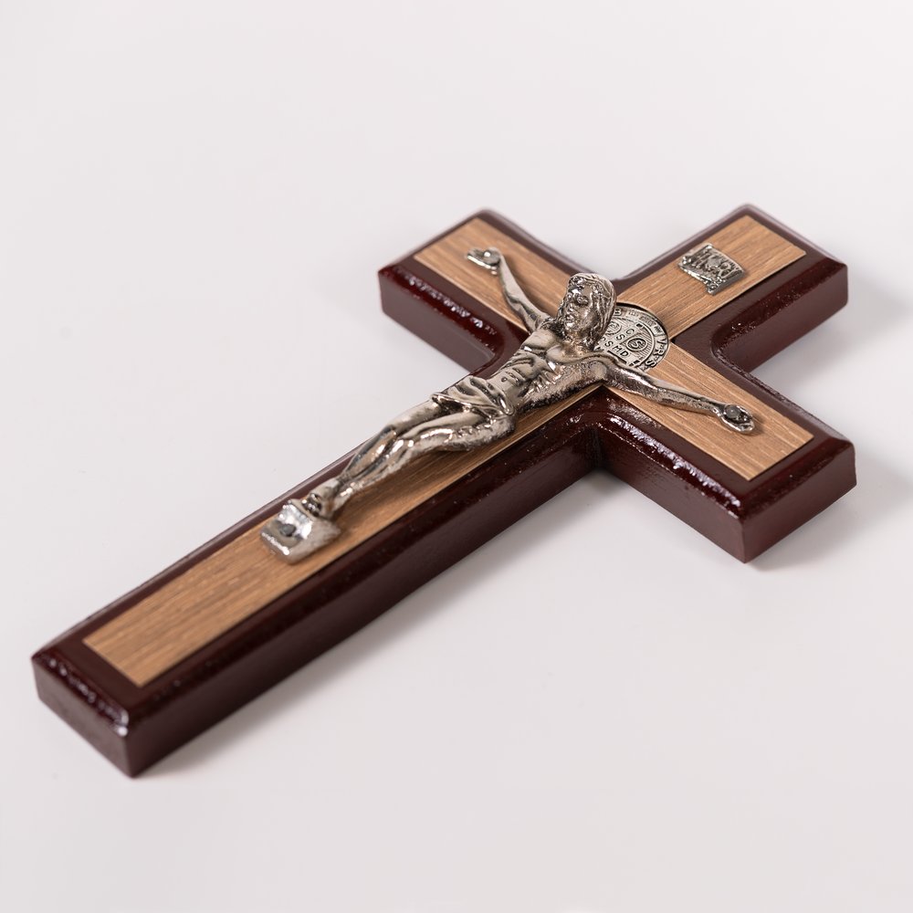 Two-Tone St. Benedict Wall Crucifix - 9.5"