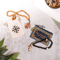 Jesus Beads & Jesus Prayer Pouch & Wooden Prayer Beads-30 Knot (Gift Set)