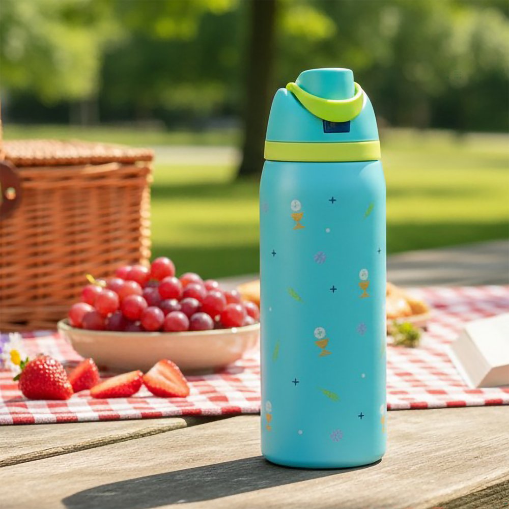 Personalized Teal First Communion Water Bottle