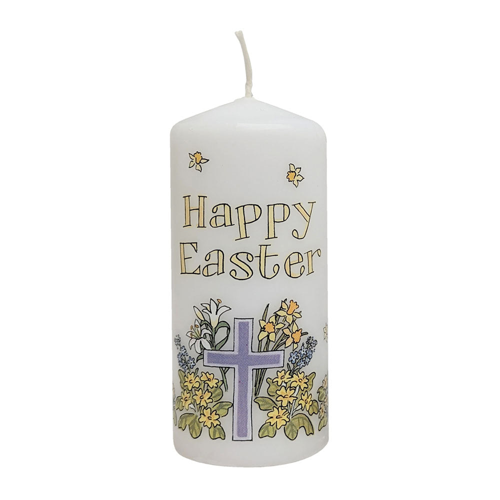 Happy Easter Cross Pillar Candle