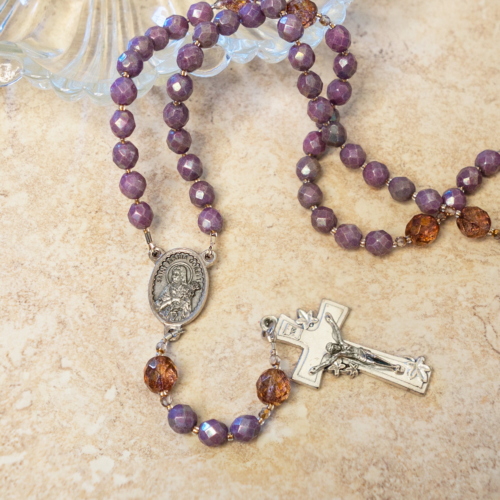 St. Maria Goretti Fire-Polished Crystal Rosary