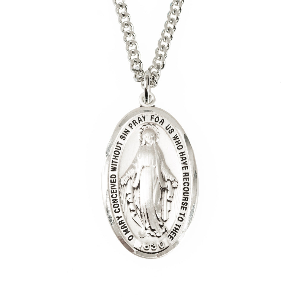 Sterling Silver Miraculous Medal on 24 inch chain | The Catholic Company®