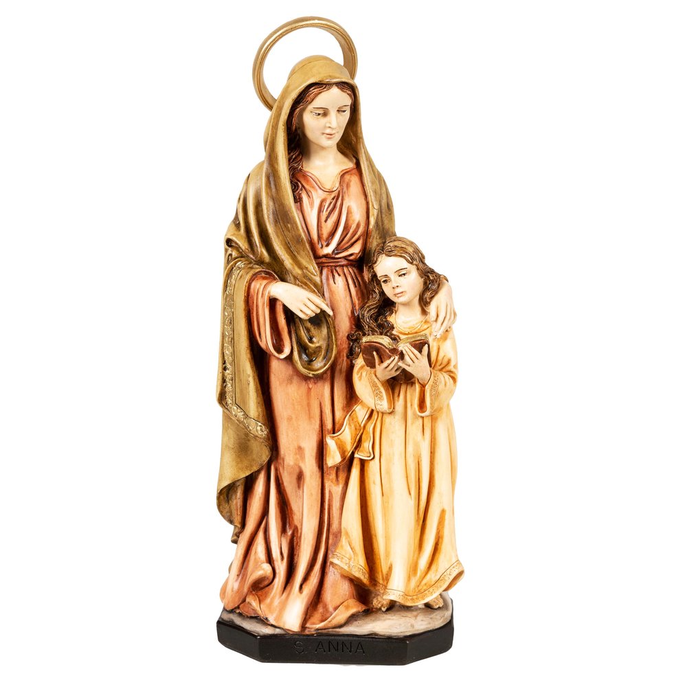 Italian St. Anne & the Child Mary Statue  - 11.8"