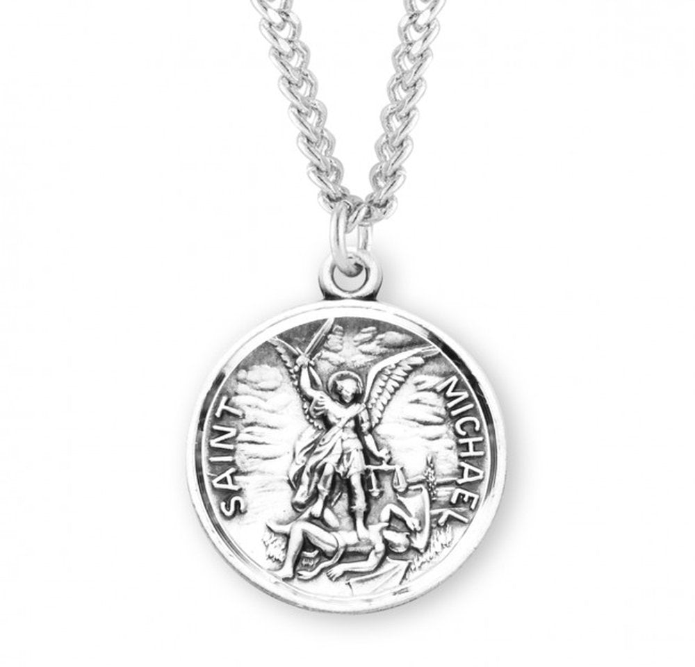 Silver Saint Michael pendant necklace.