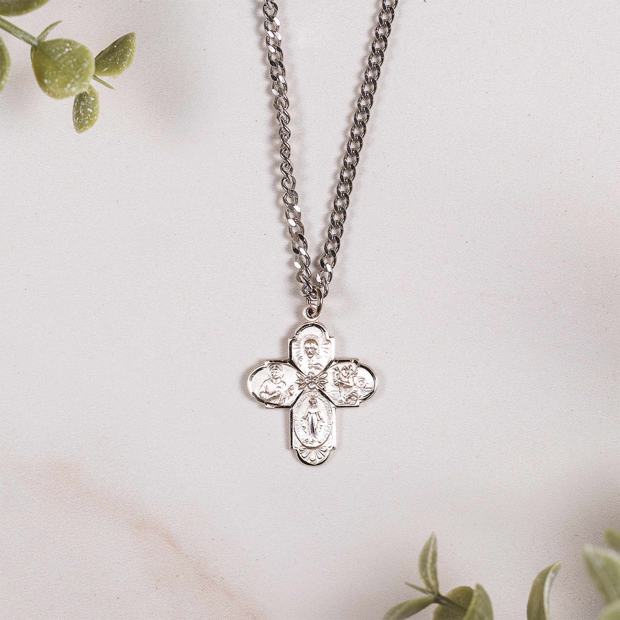 Sterling Silver St. Jude 4-Way Medal Necklace