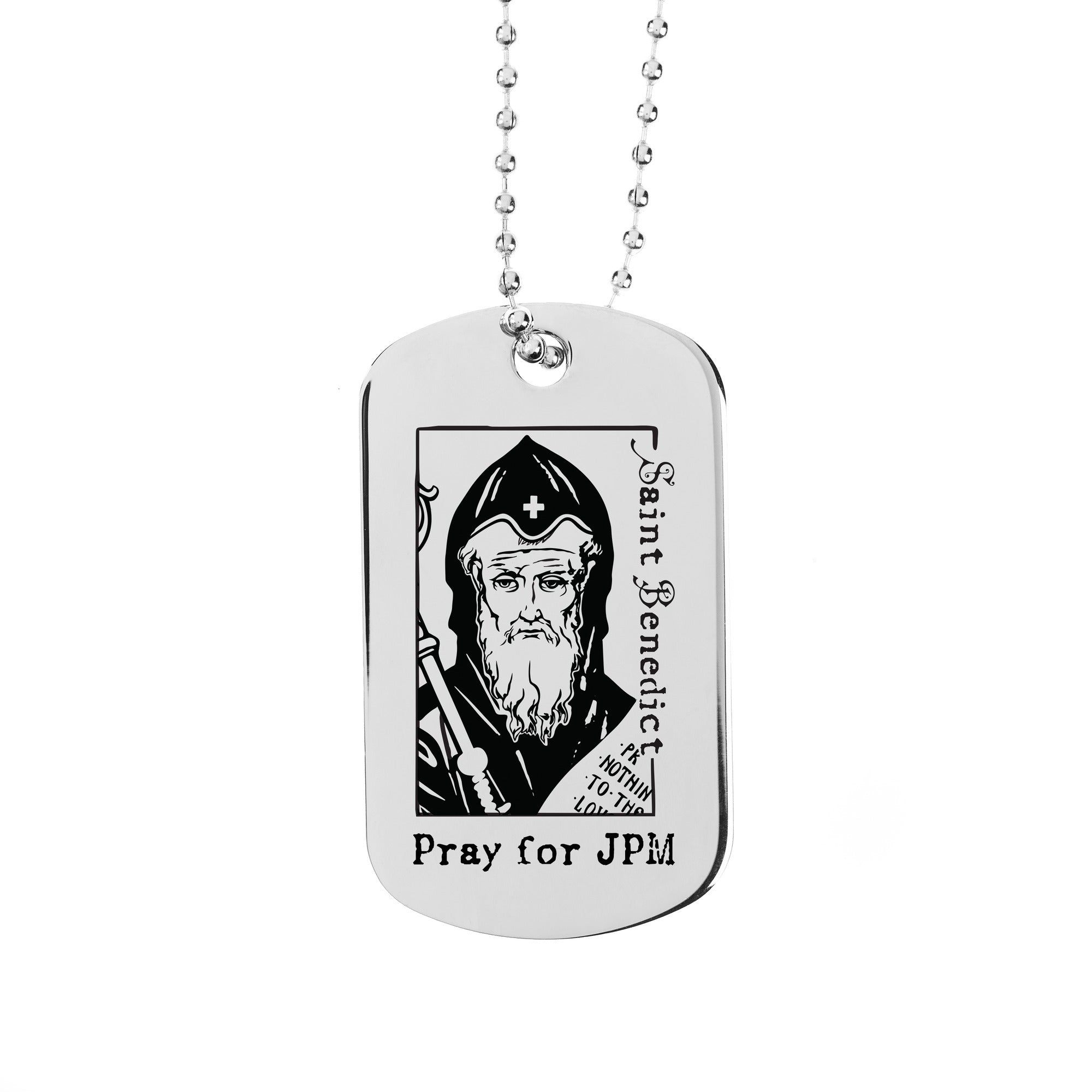 Personalized St. Benedict Dog Tag Necklace