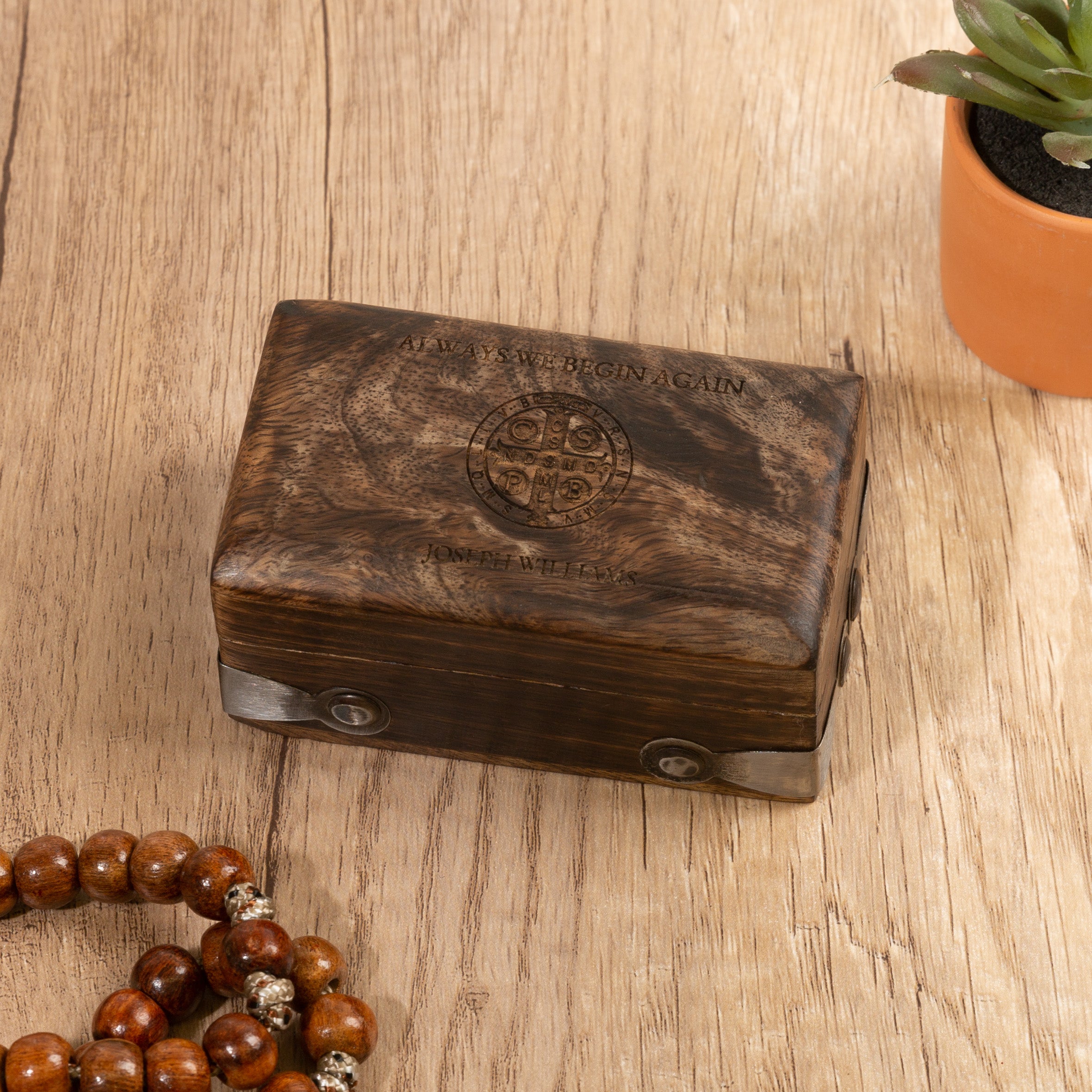 Personalized We Begin Again Rosary Box