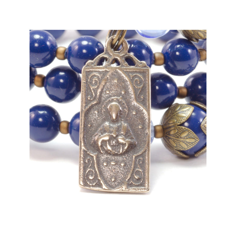 Blue Swarovski Scapular Full Rosary Wrap Bracelet