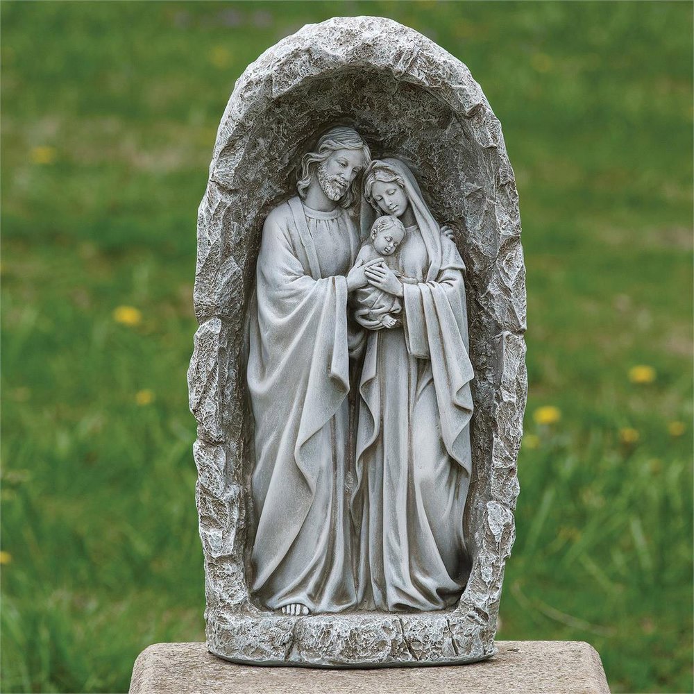 Holy Family Solar Outdoor Grotto Statue - 19"