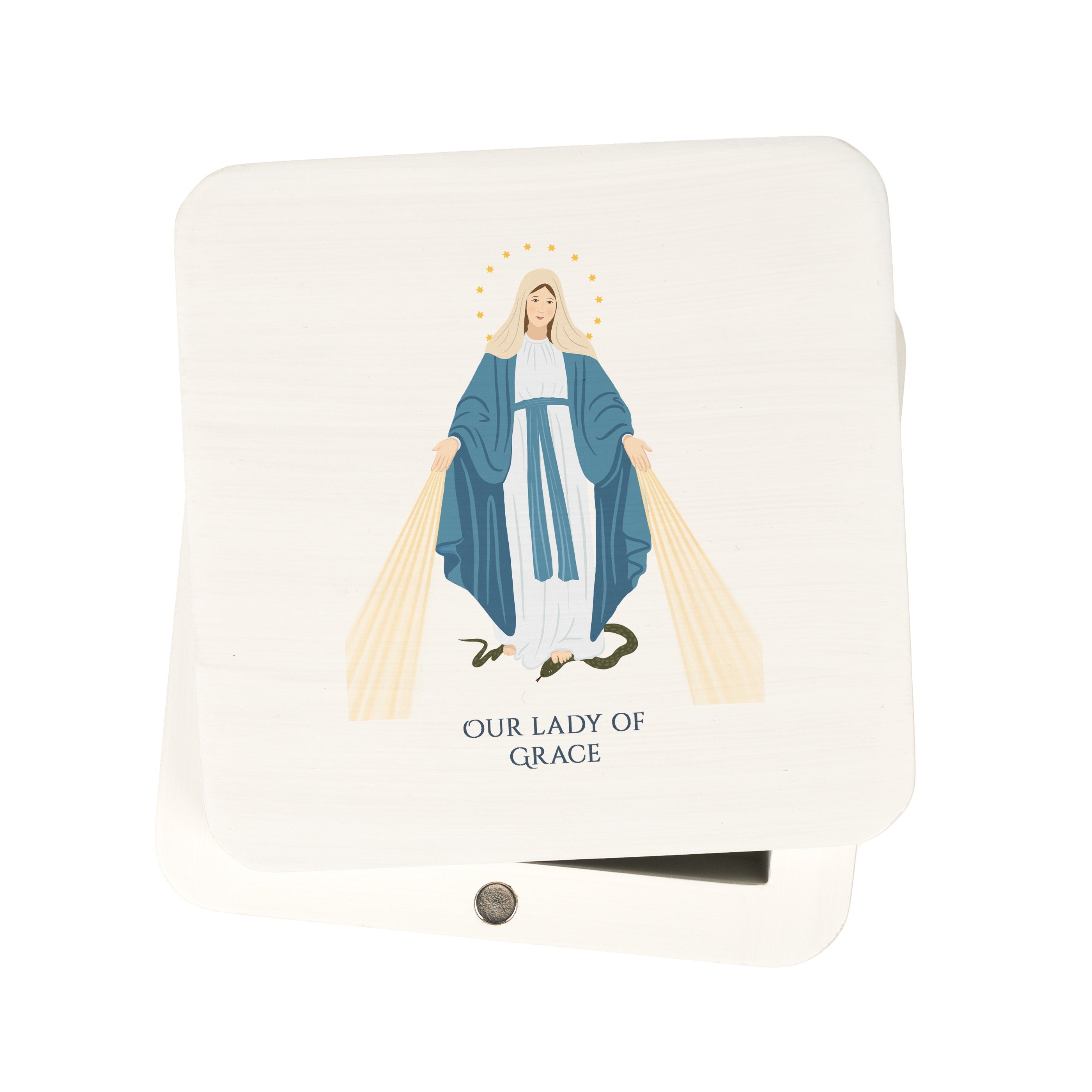 Our Lady of Grace White Magnetic box