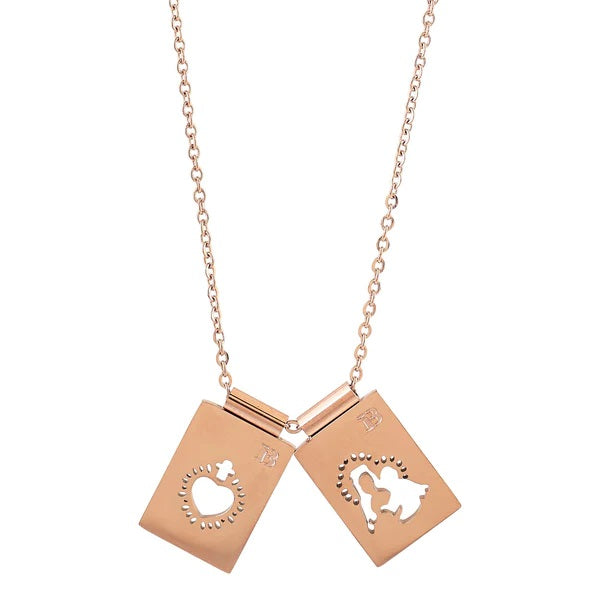 Our Lady & Sacred Heart Rose Gold Scapular Necklace