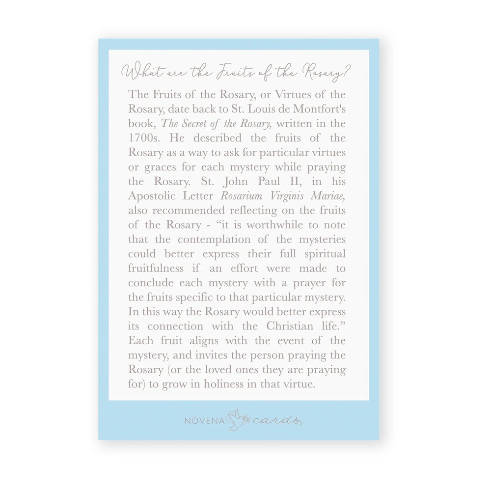Fruits of the Mysteries of the Rosary Folded Prayer Card
