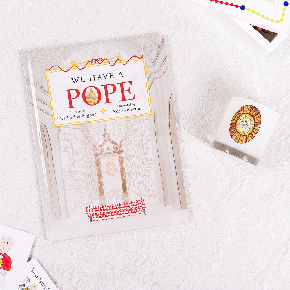 We Have a Pope Gift Set - We Have a Pope Book & Holy Spirit Stained Glass Window Candle