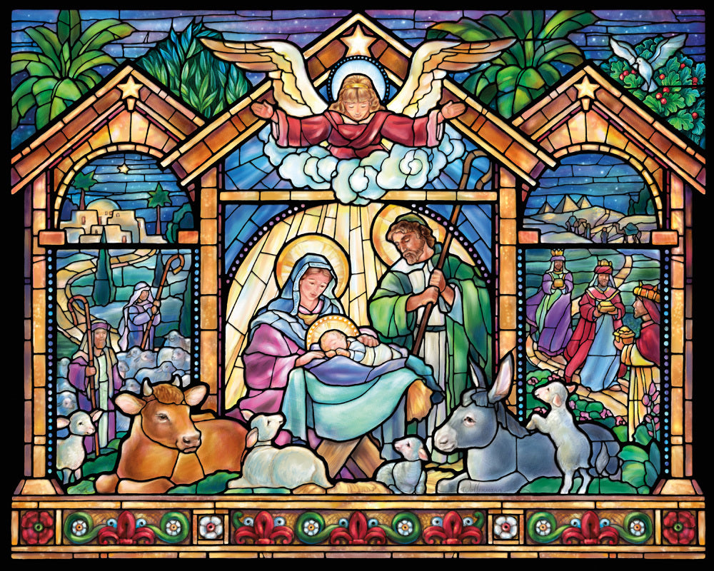 Stained Glass Nativity Jigsaw Puzzle - 1000 Pieces