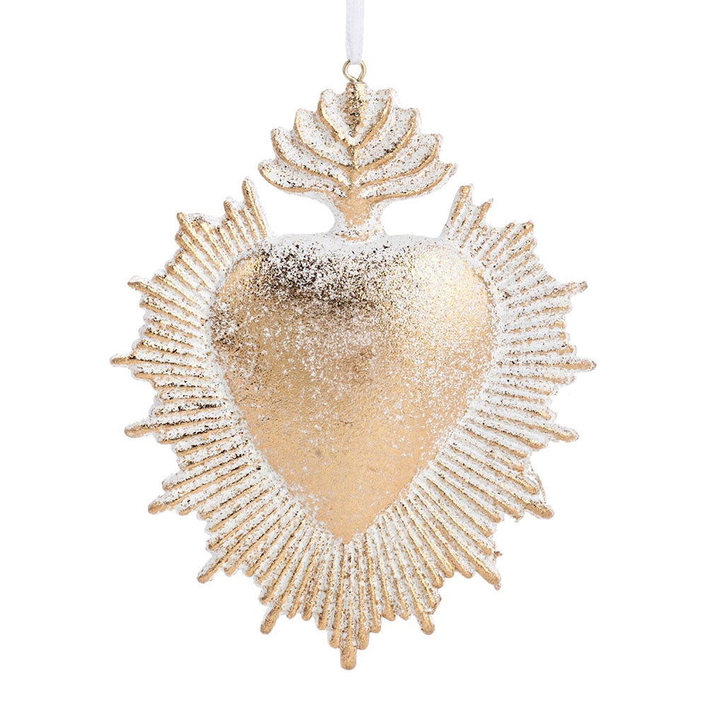 Ornate Gold Sacred Heart Ornament - 5"