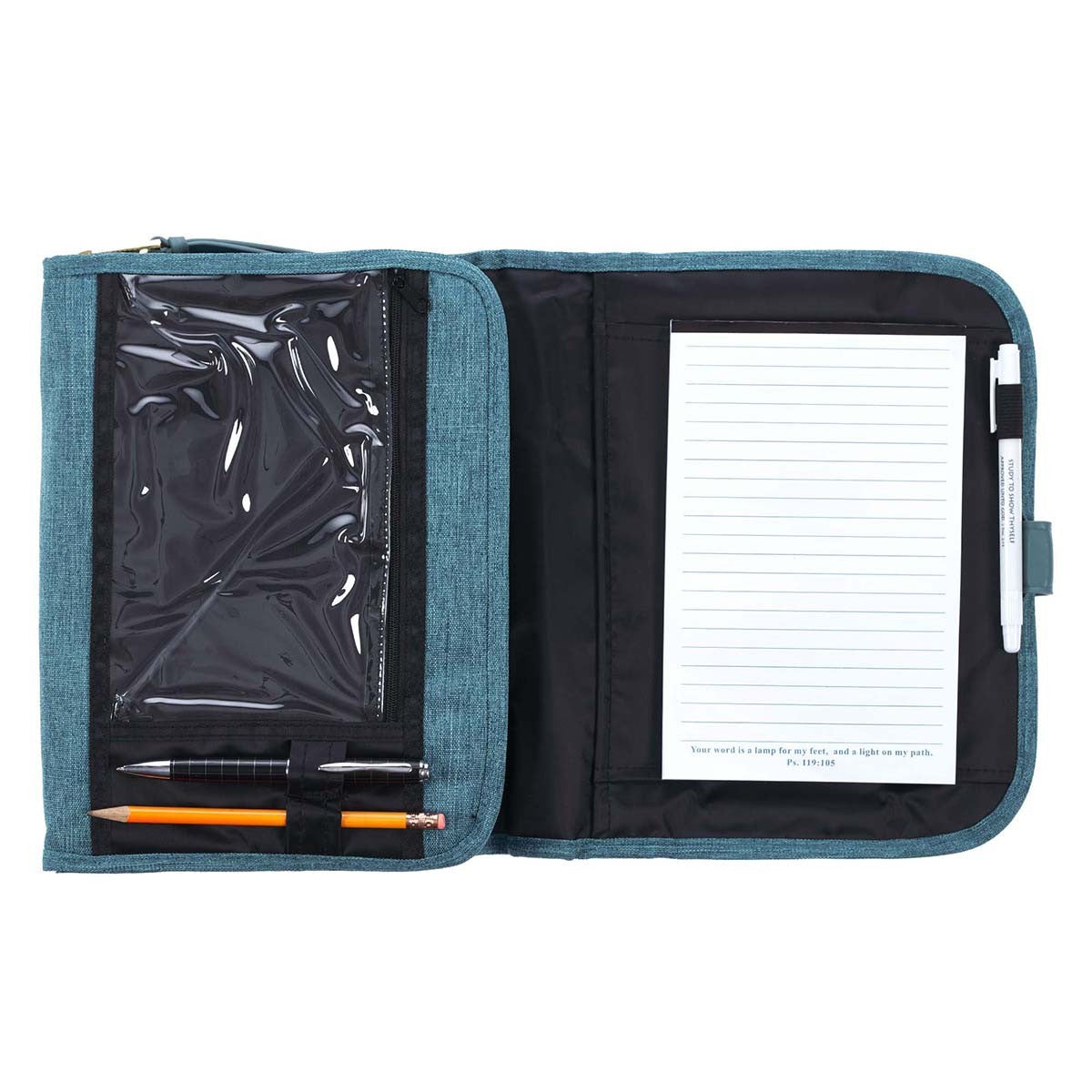 Faith Teal Tri-Fold Organizer & Bible Cover - Large