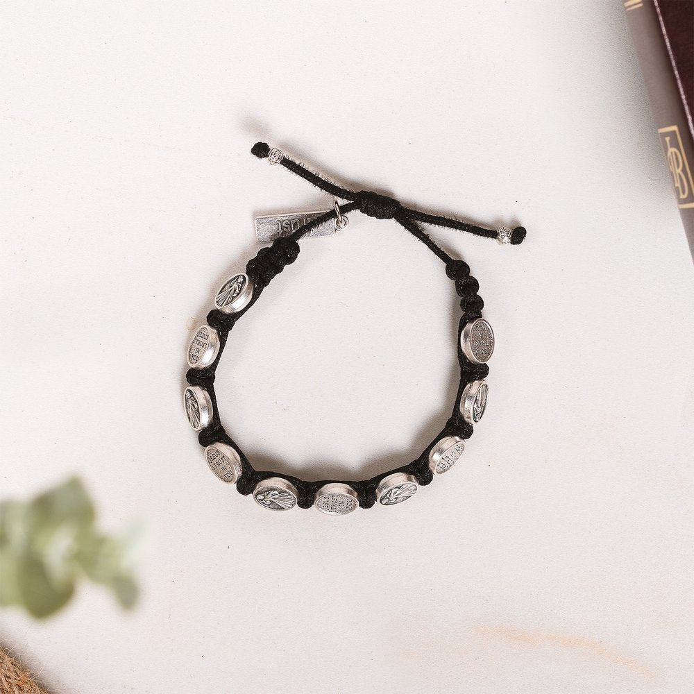 Silver & Black Trust Divine Mercy Bracelet