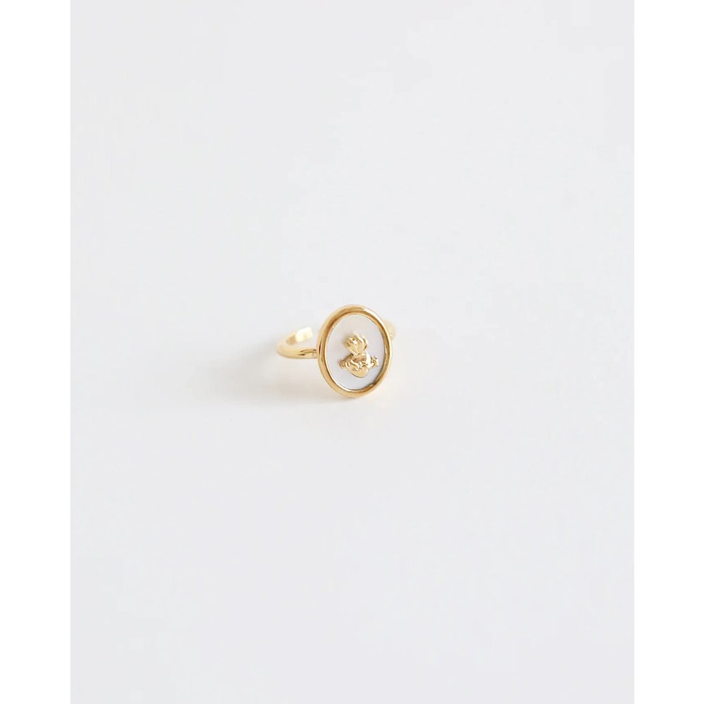Gold & White Sacred Heart Adjustable Ring