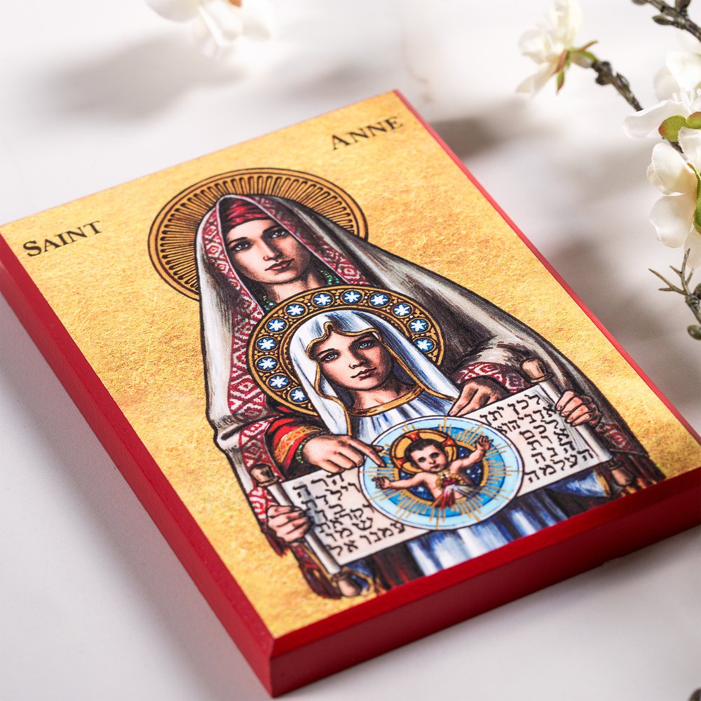 St. Anne Modern Icon Plaque - 5" x 7"