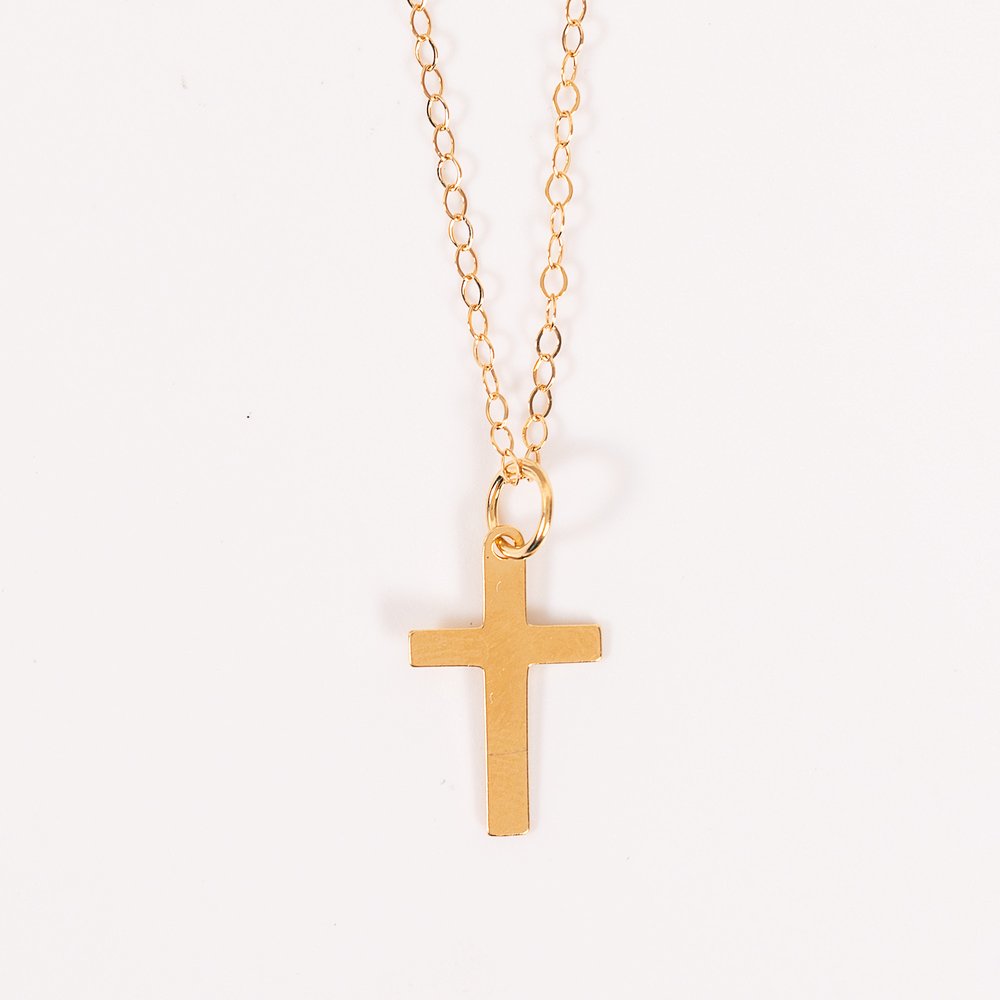 14 KT Gold Filled Cross Charm Necklace