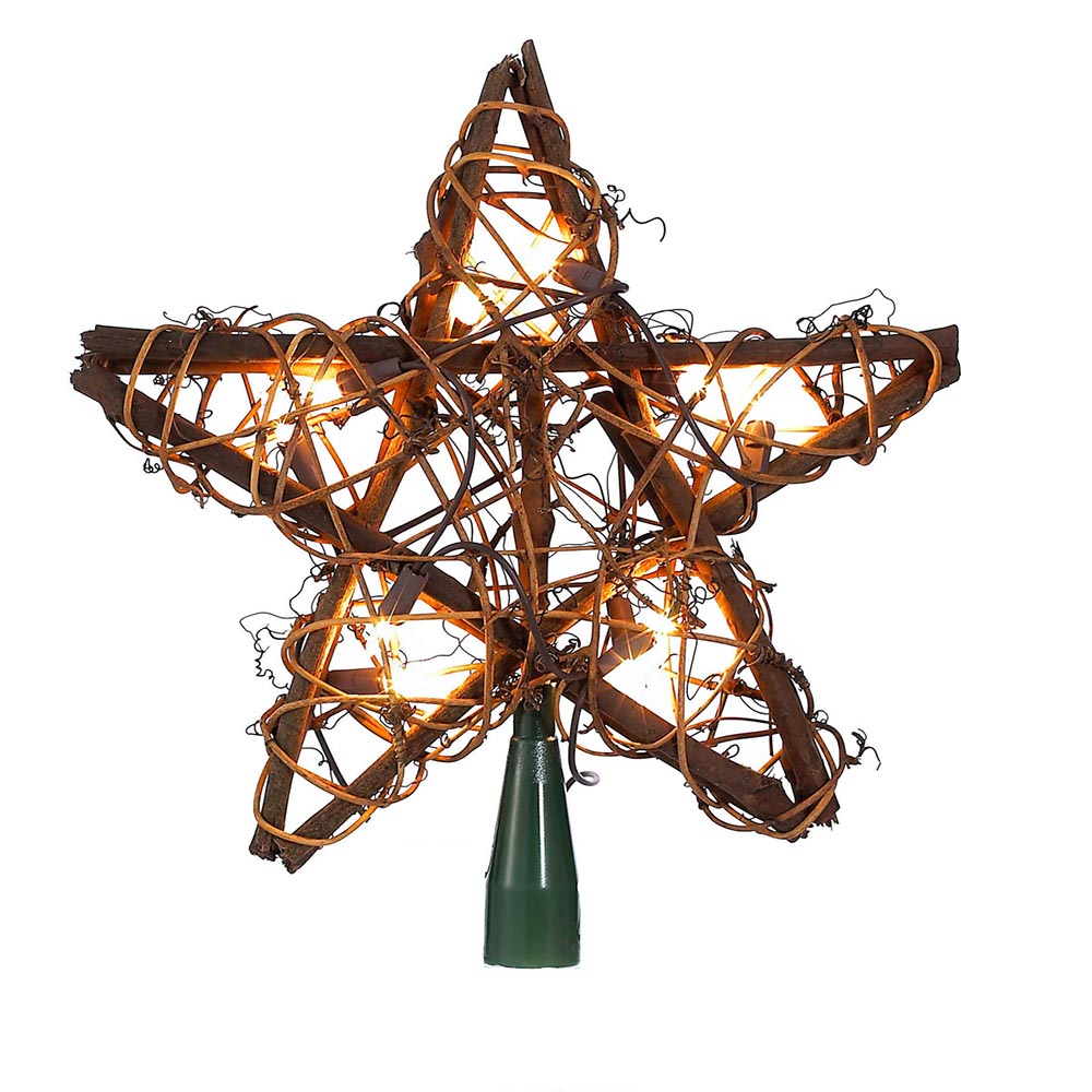 Illuminated Natural Rattan Star Tree Topper - 27.7"