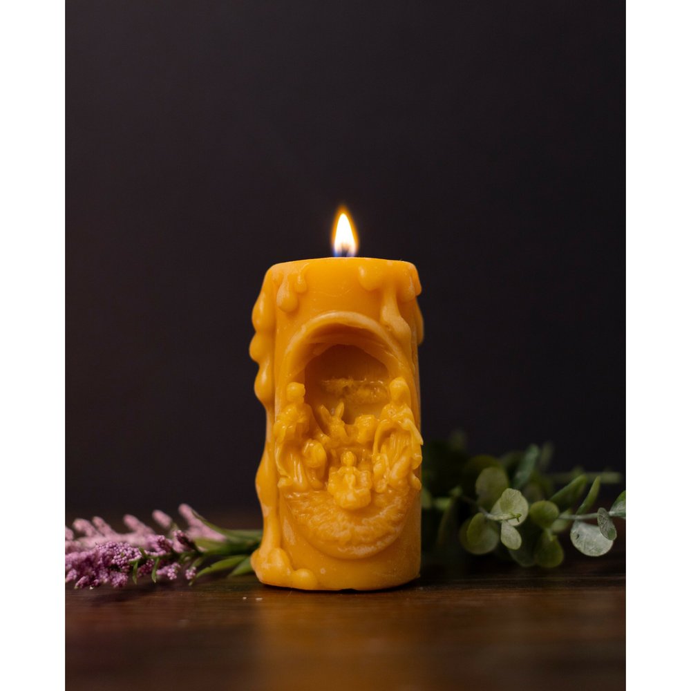 Hand-Poured Nativity Beeswax Candle