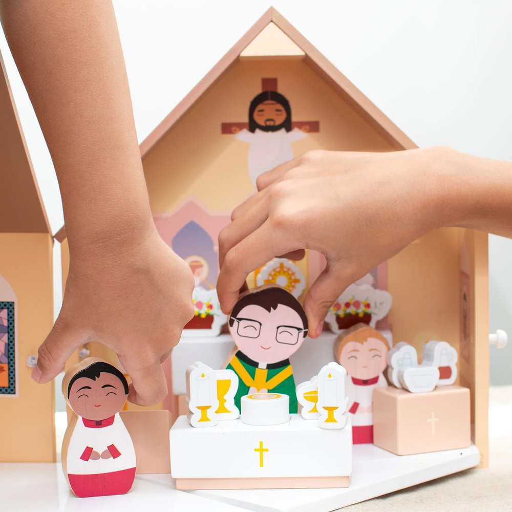 Kids Wooden Catholic Church Play Set
