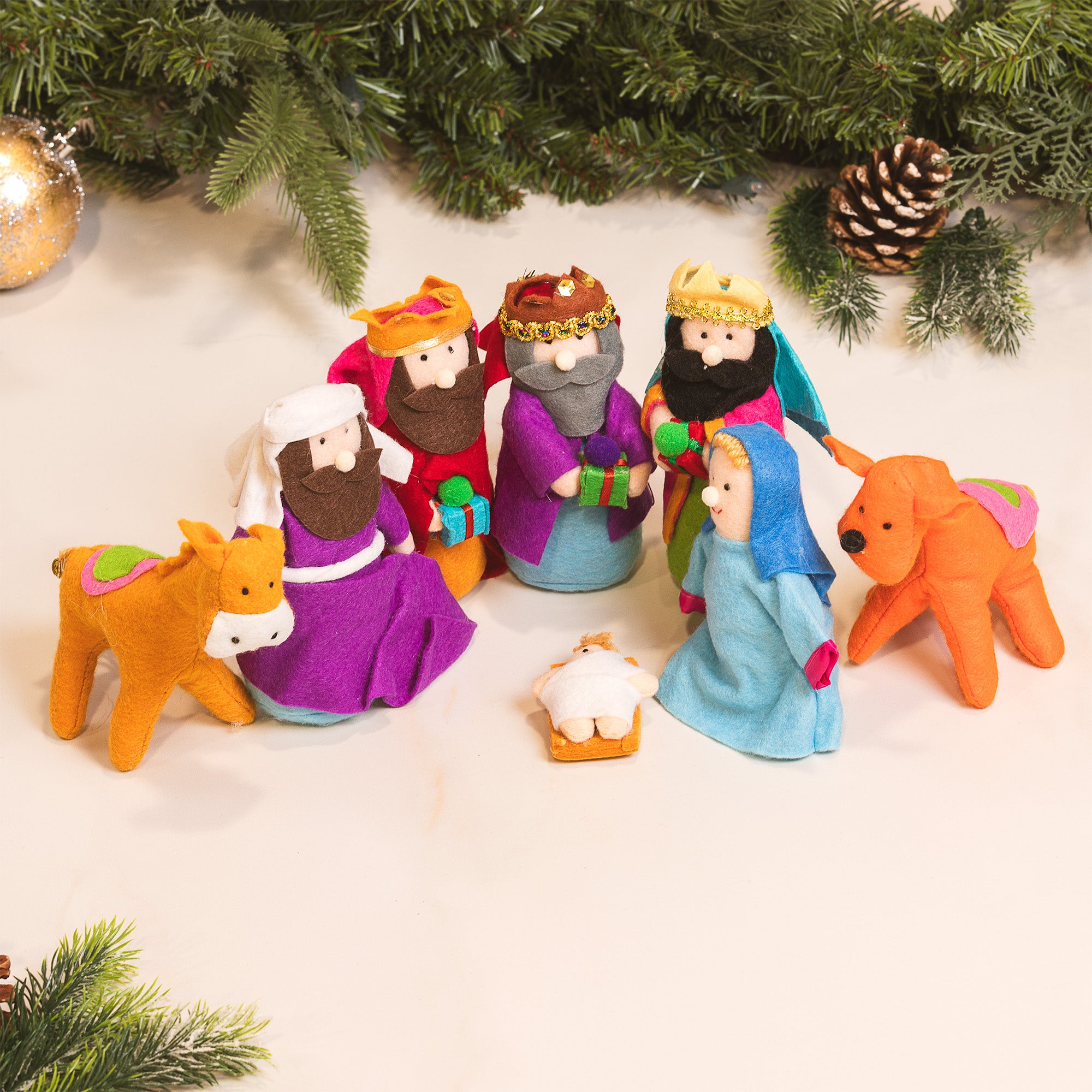 Brightly Colored Felt Nativity Set - 8 Pieces