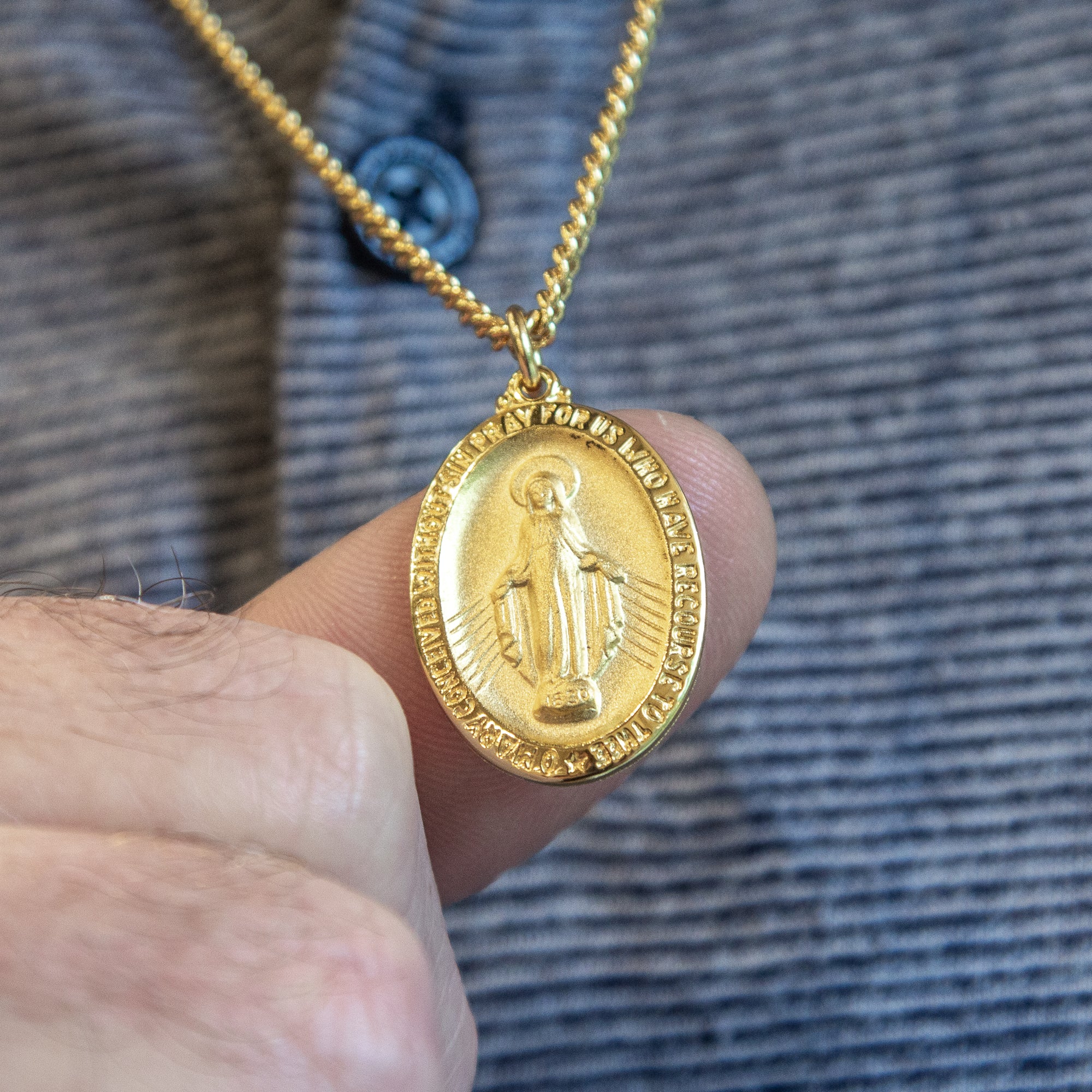 Gold/Sterling Silver Miraculous Medal on 24 inch chain