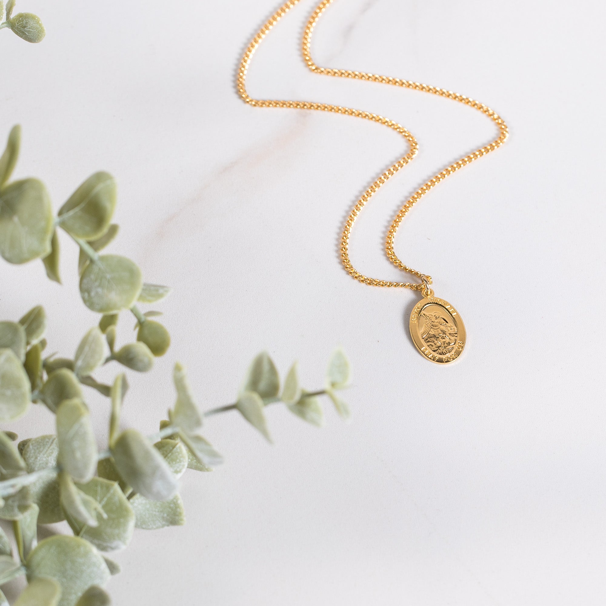 Petite Gold Over Sterling St. Michael Necklace