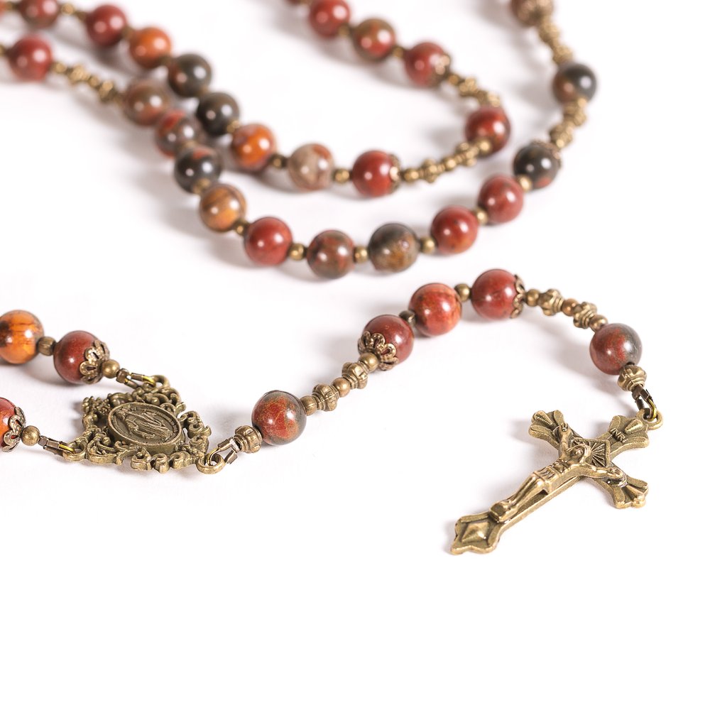Antique Bronze & Red Turquoise Miraculous Rosary