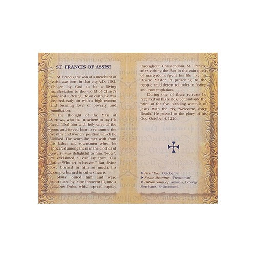St. Francis of Assisi - Mini Lives of the Saints Folded Prayer Card