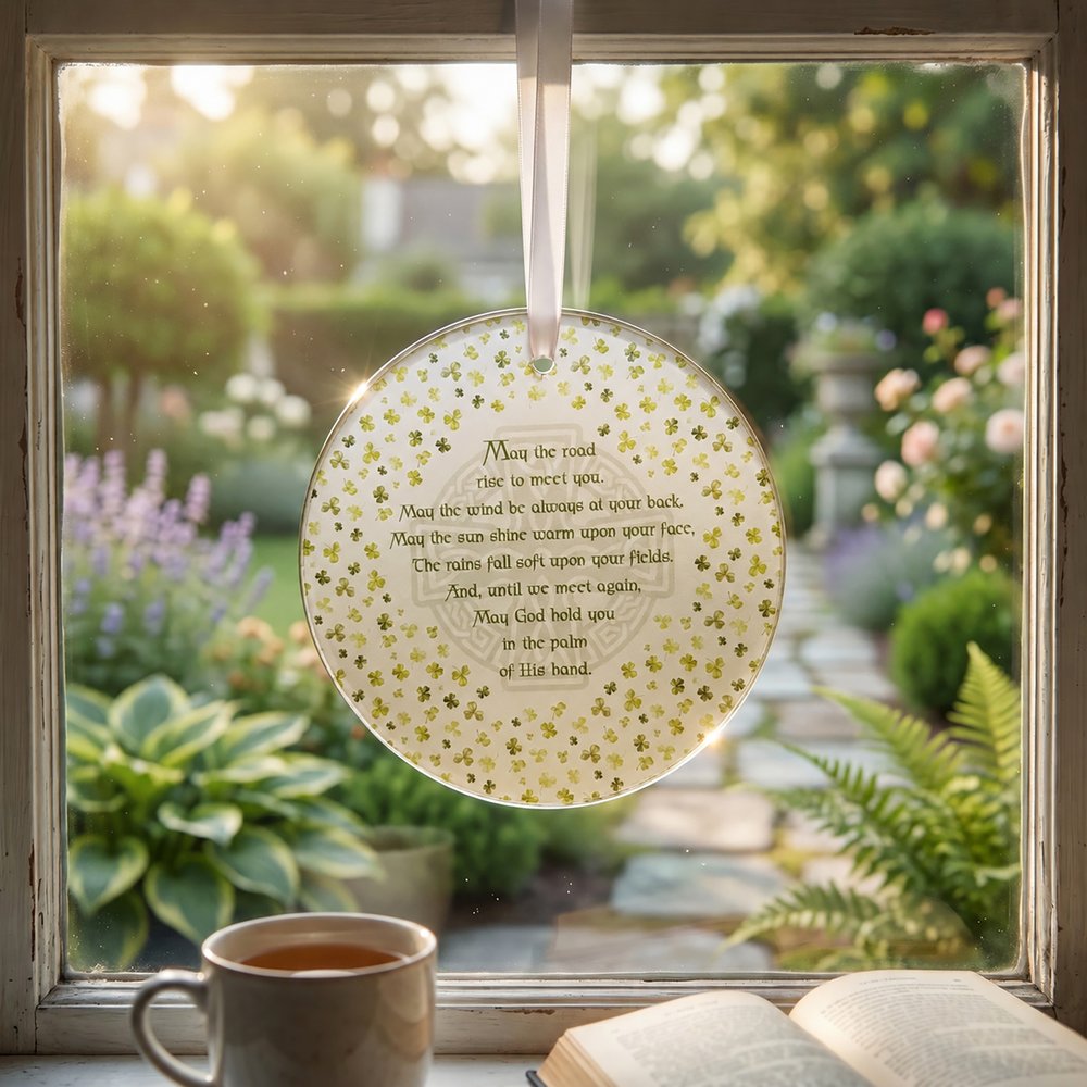 Irish Blessing Prayer Glass Suncatcher - 6" (D)