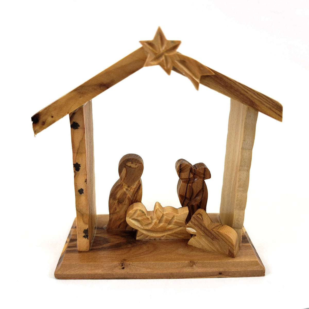 Holy Land Olive Wood One-Piece Nativity Scene - 3.5"