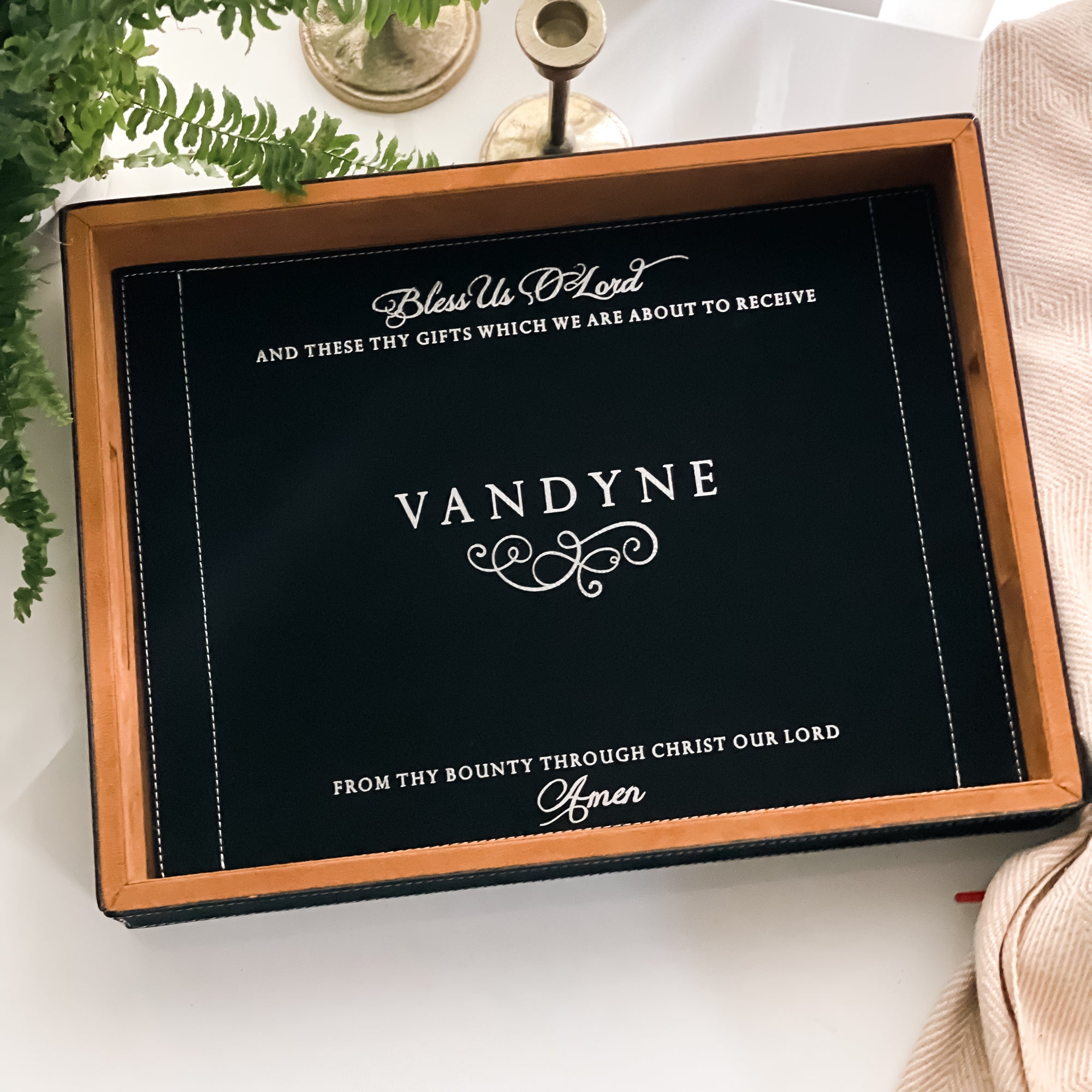 Personalized Bless Us O Lord Serving Tray