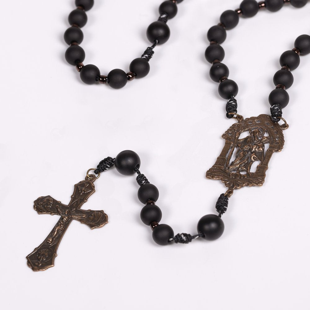 St. Joseph Terror of Demons Black Onyx Paracord Rosary