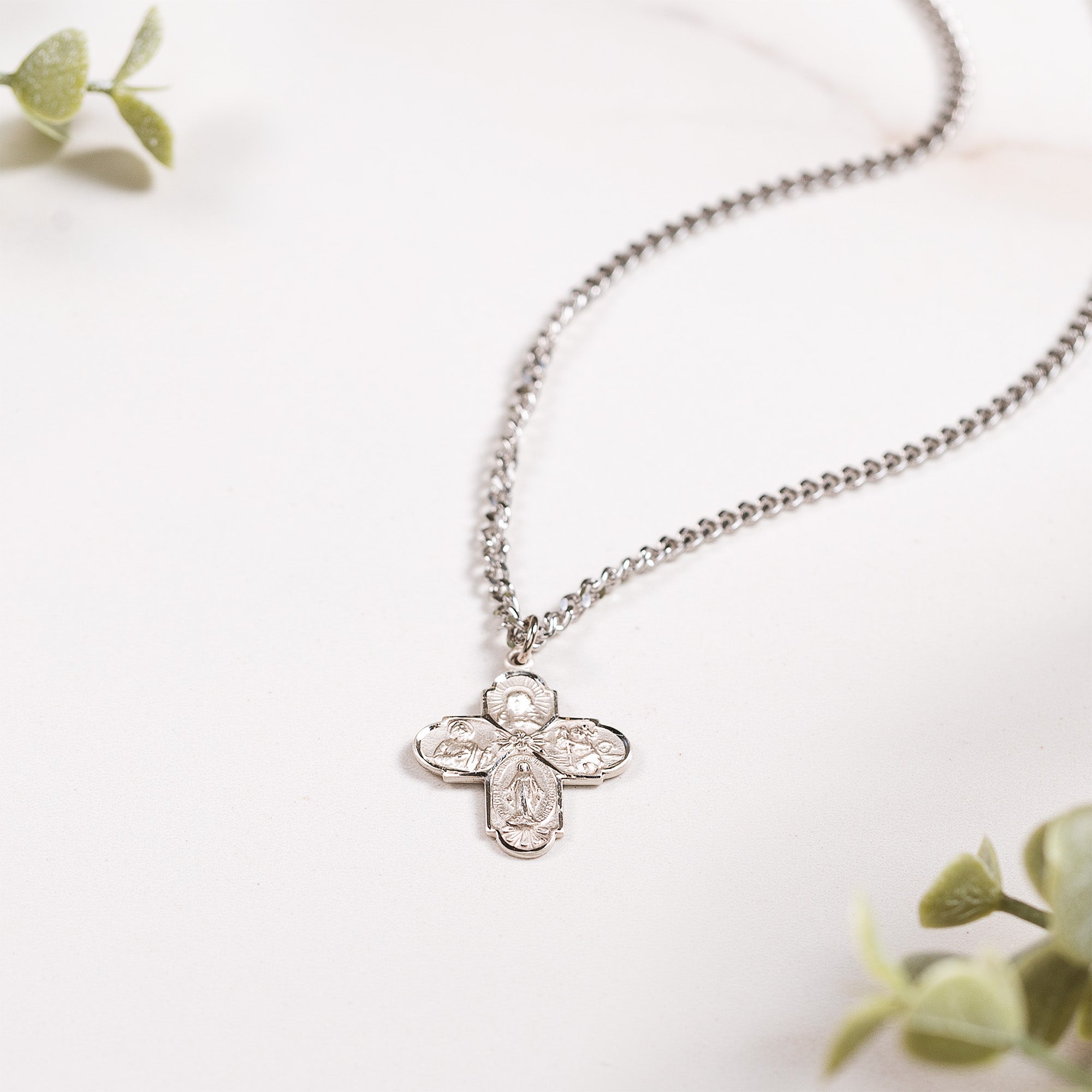 Sterling Silver St. Jude 4-Way Medal Necklace