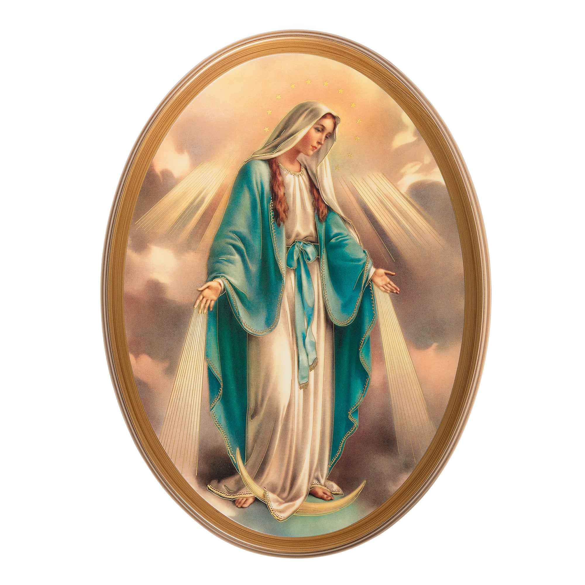 Miraculous Mary Oval Plaque - 17" x 12.6"