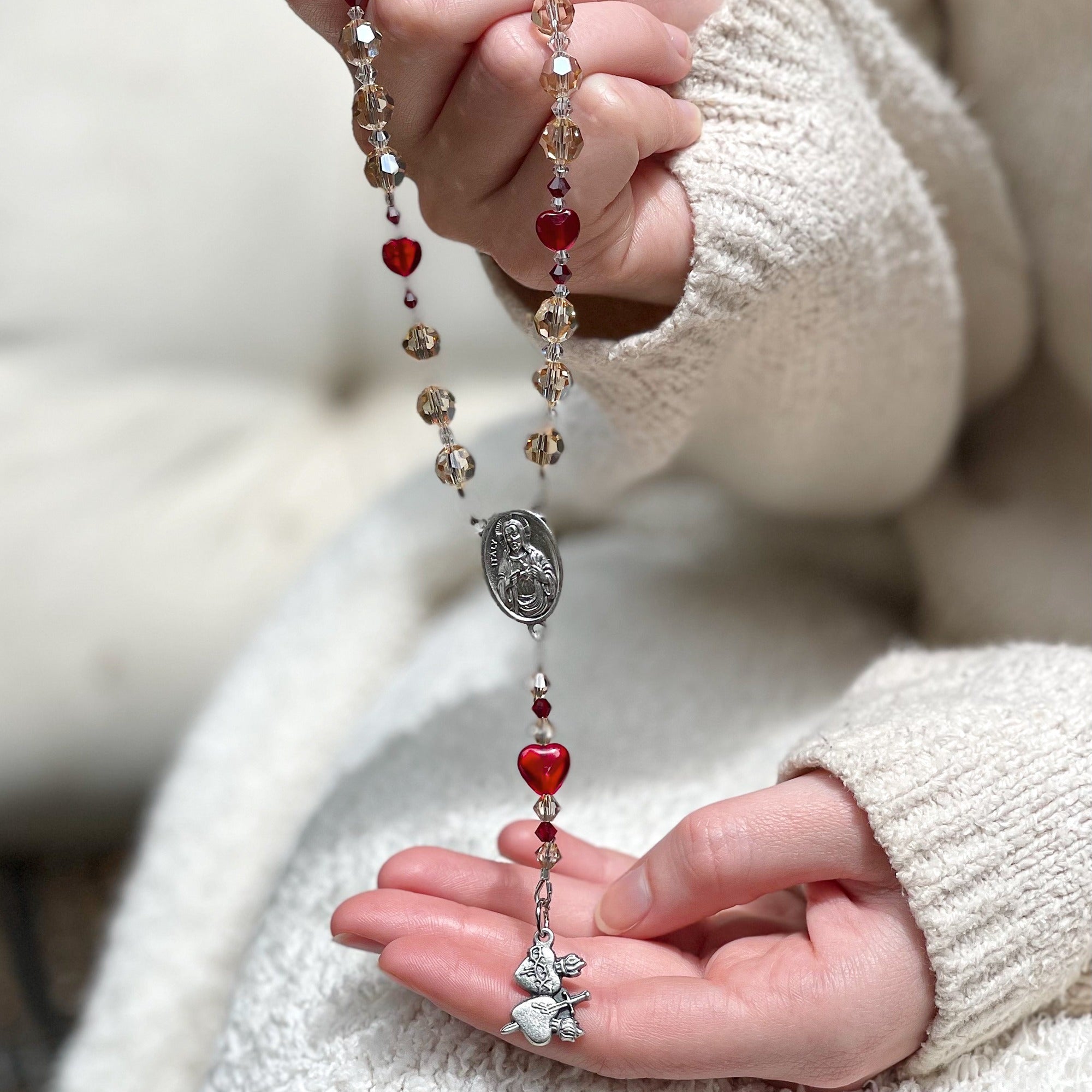 Swarovski Crystal Sacred & Immaculate Heart Chaplet