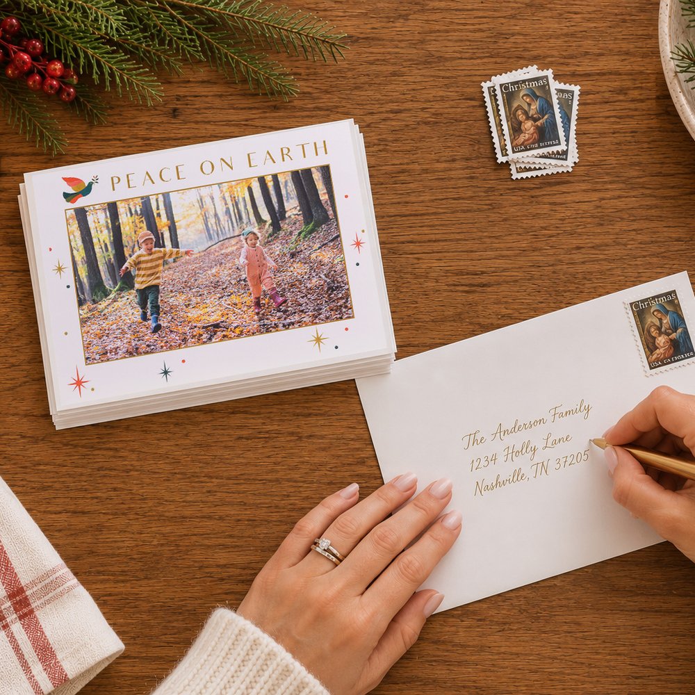 Personalized Peace on Earth Photo Christmas Cards