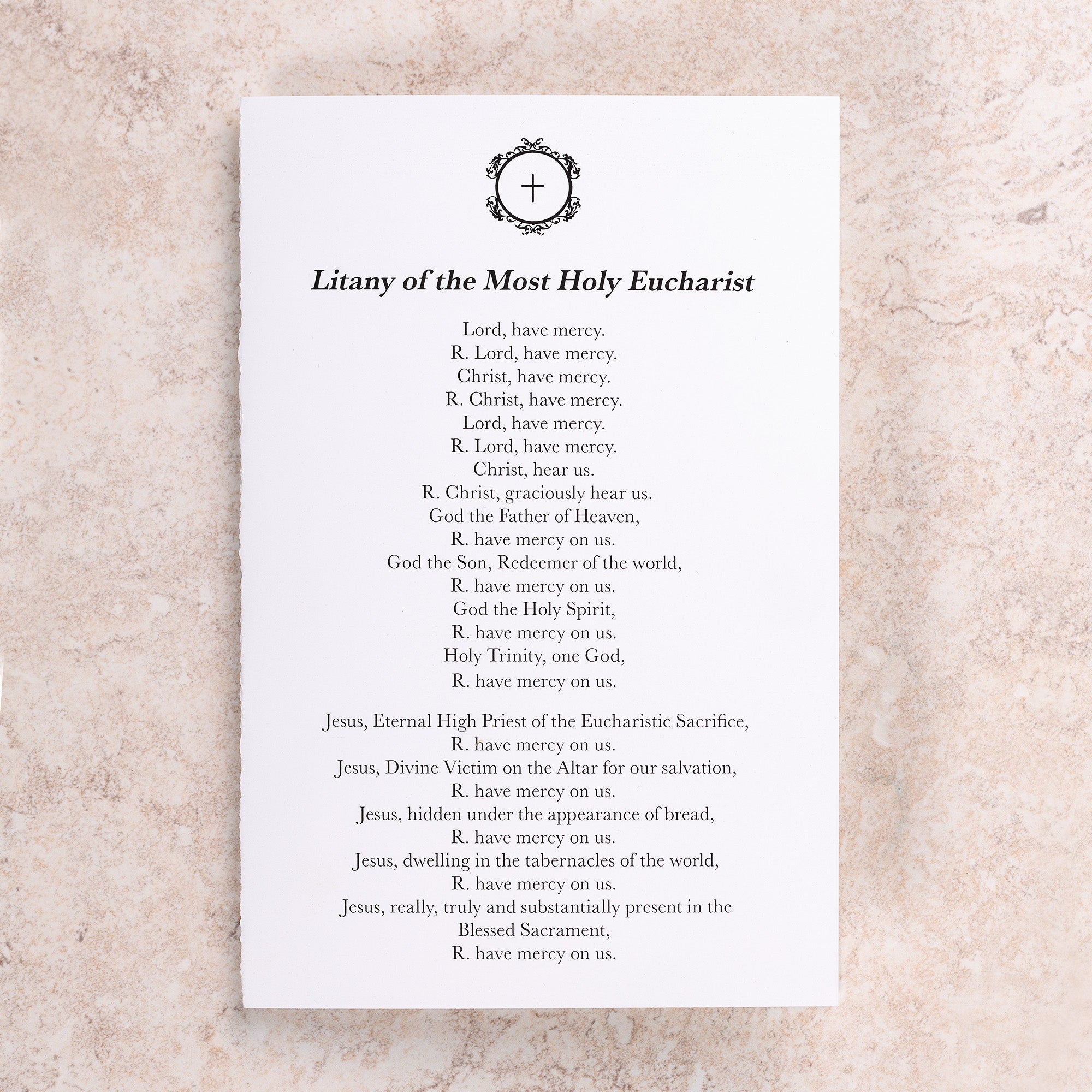 Litany of the Most Blessed Sacrament Folded Prayer Card - Pack of 50