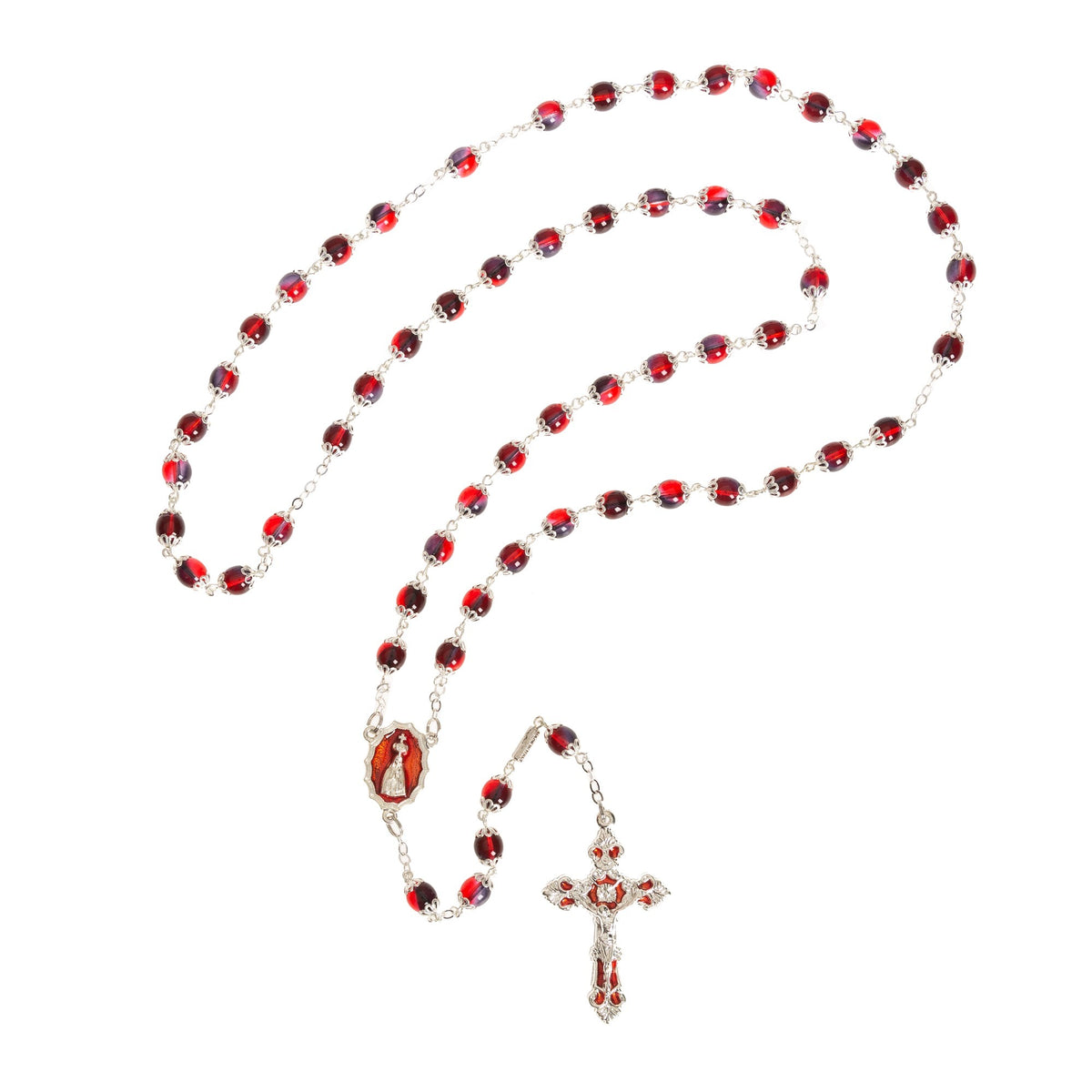 Our Lady of Fatima Hand Enameled Red Rosary