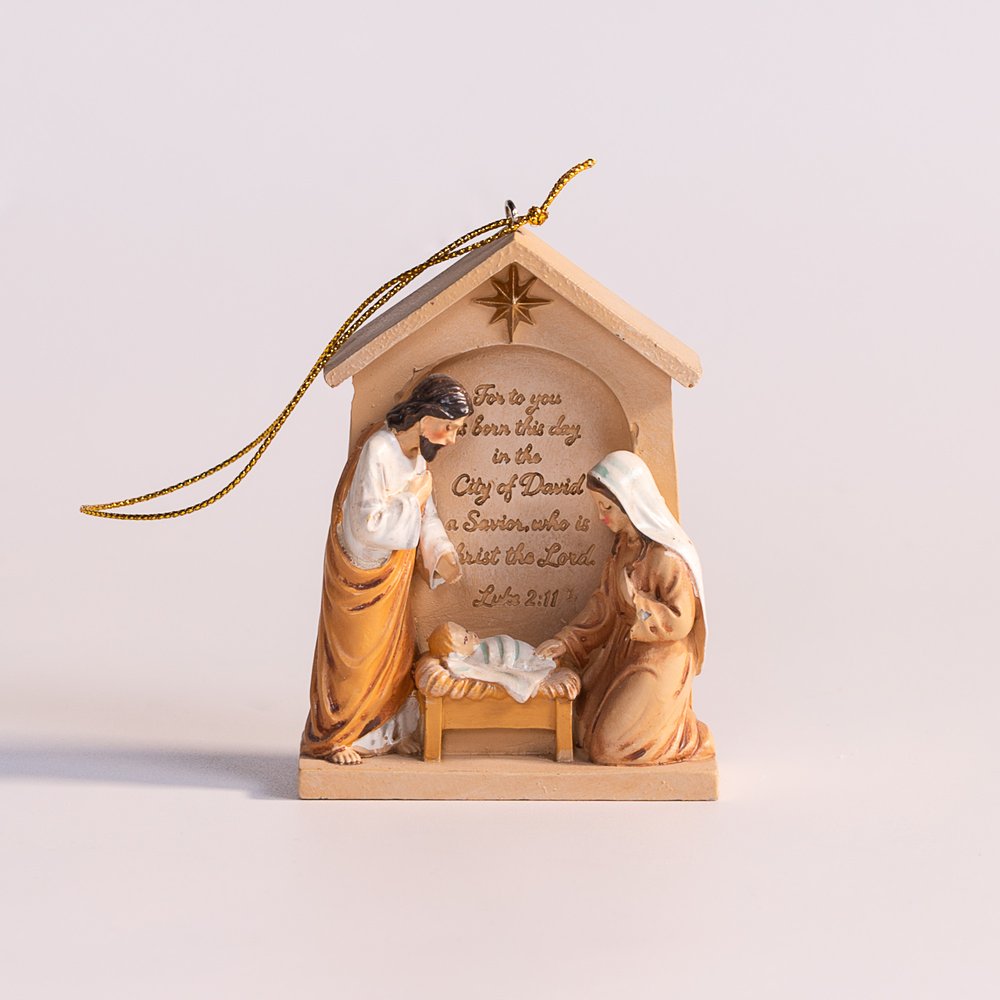 Holy Family Scripture Verse Crèche Ornament - 3.5"