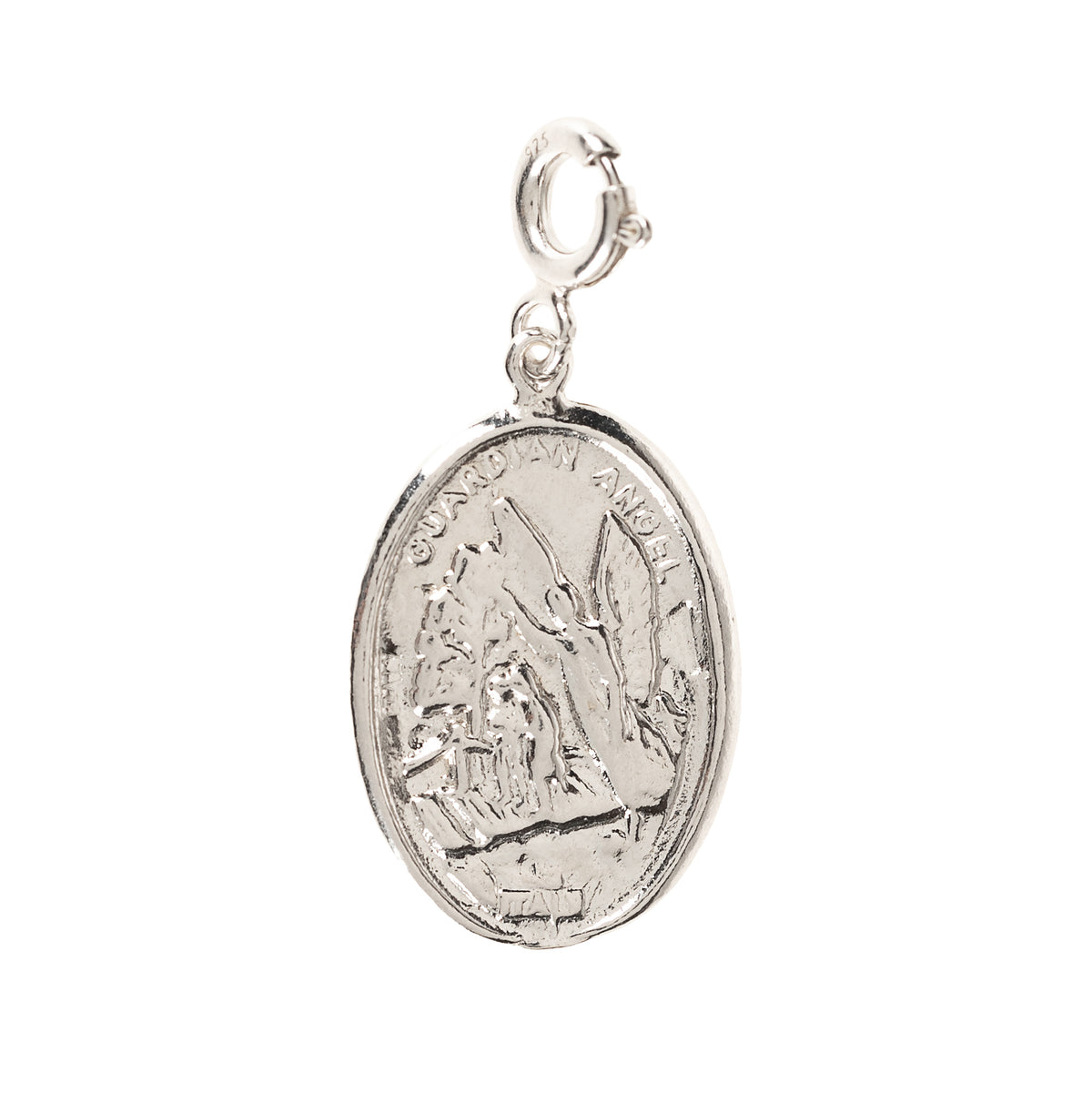 Sterling Silver Clip-On St. Michael/Guardian Angel Medal