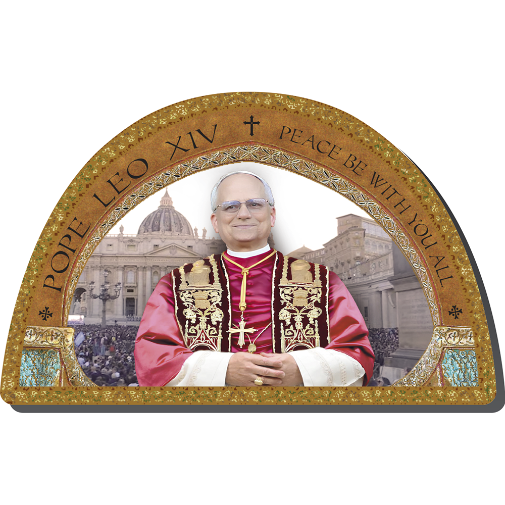 Pope Leo XIV, "La Pace" timpany Icon, gold frame