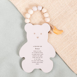 Personalized Guardian Angel Prayer Bear Hanging Plaque